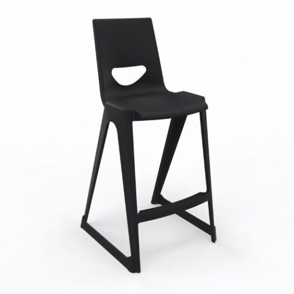 Black EN One Piece plastic skidbase high chair on a white background.