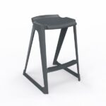 EN One dark grey skidbase plastic stool with footrest on a white background.