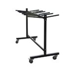 Zlite black metal 60 single height hanging folding chair trolley with wheels.